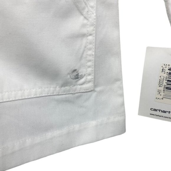 Carharrt Unisex White Logo Scrub Lab Coat Pockets Sanitized Actifresh US S - Picture 10 of 10